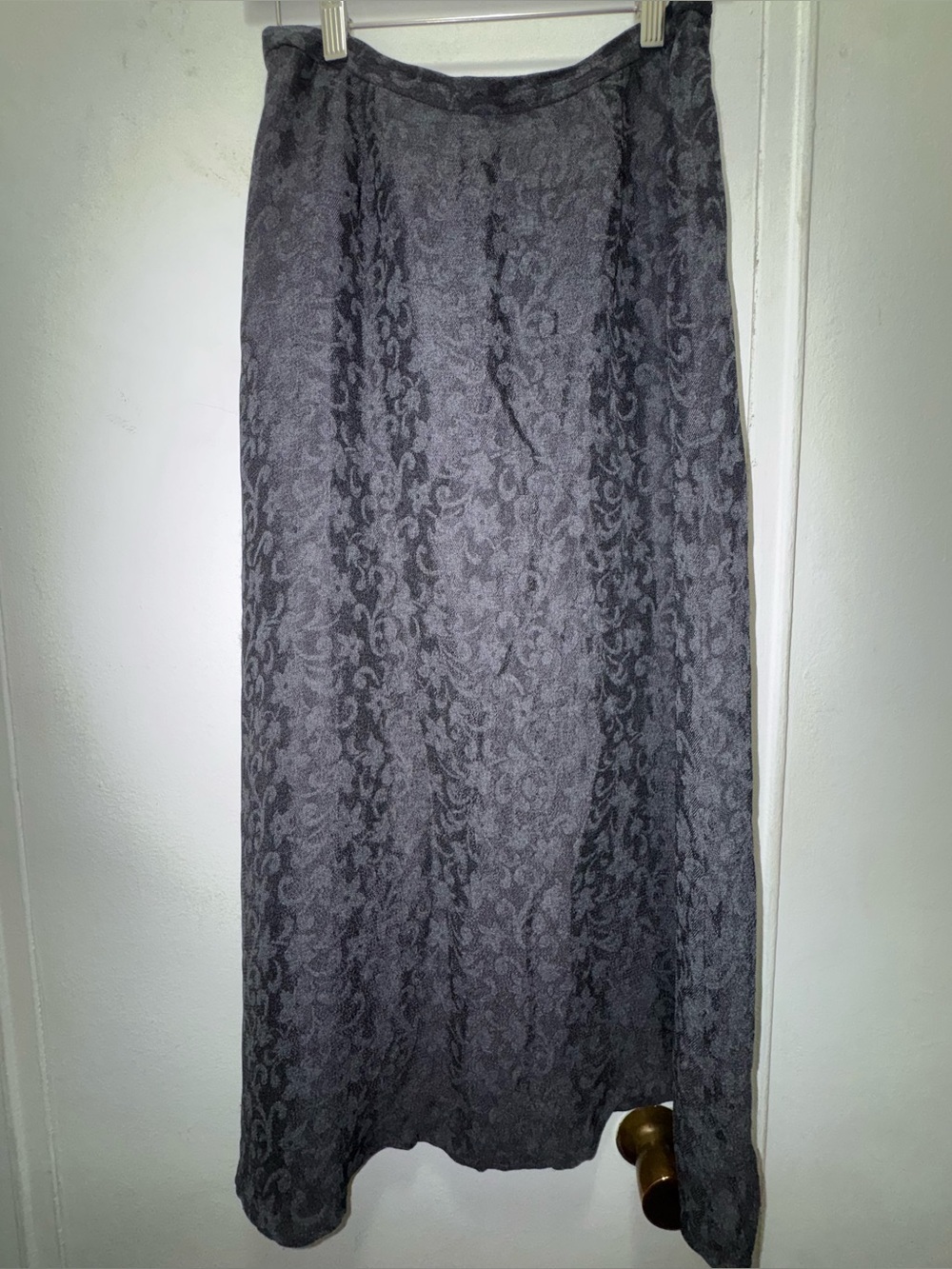 Vintage 90s Talbots Grey Floral Rayon Low Rise Maxi Skirt Size 4
